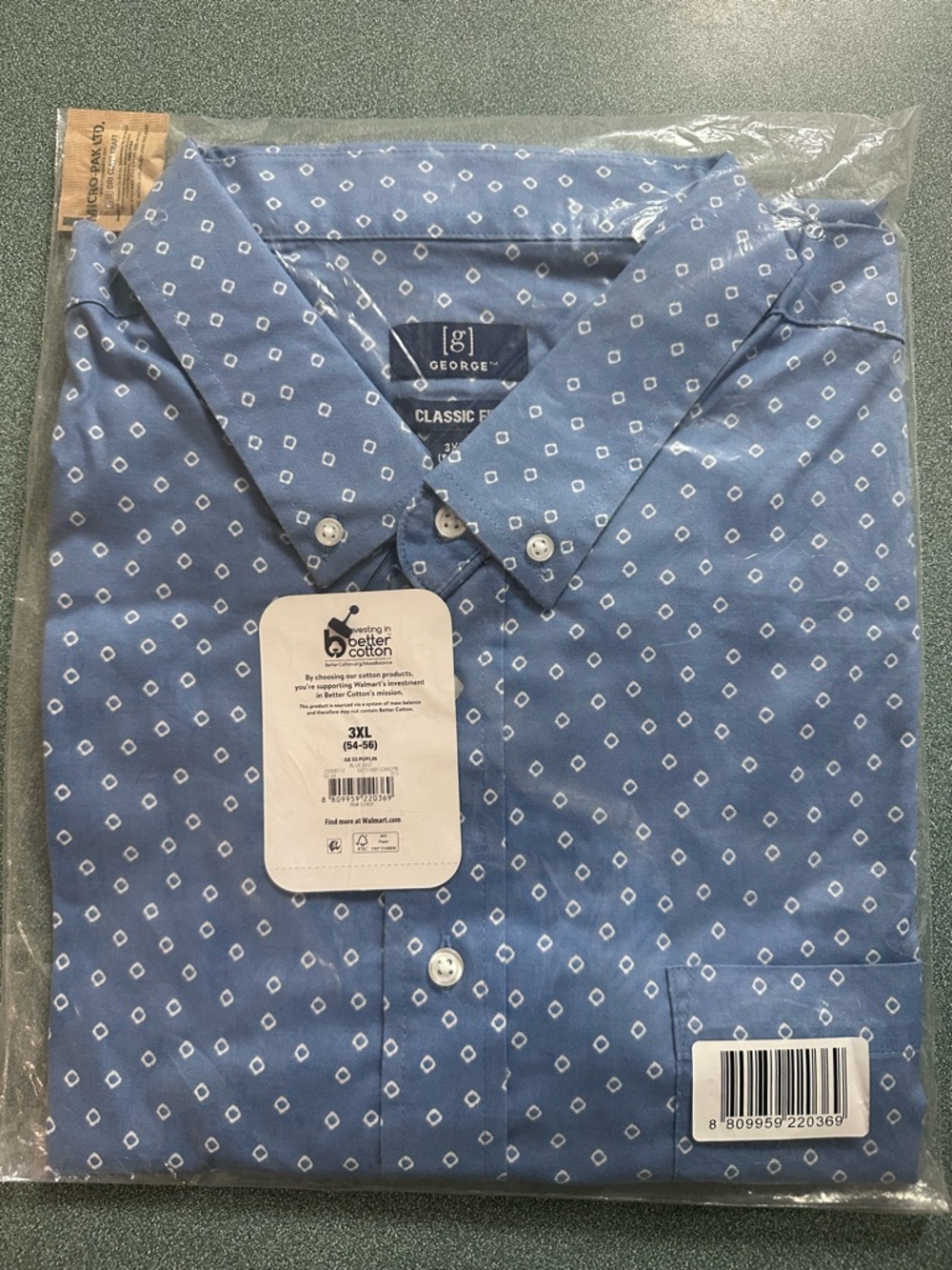 George Light Blue Geometric Print Button-Down Shirt